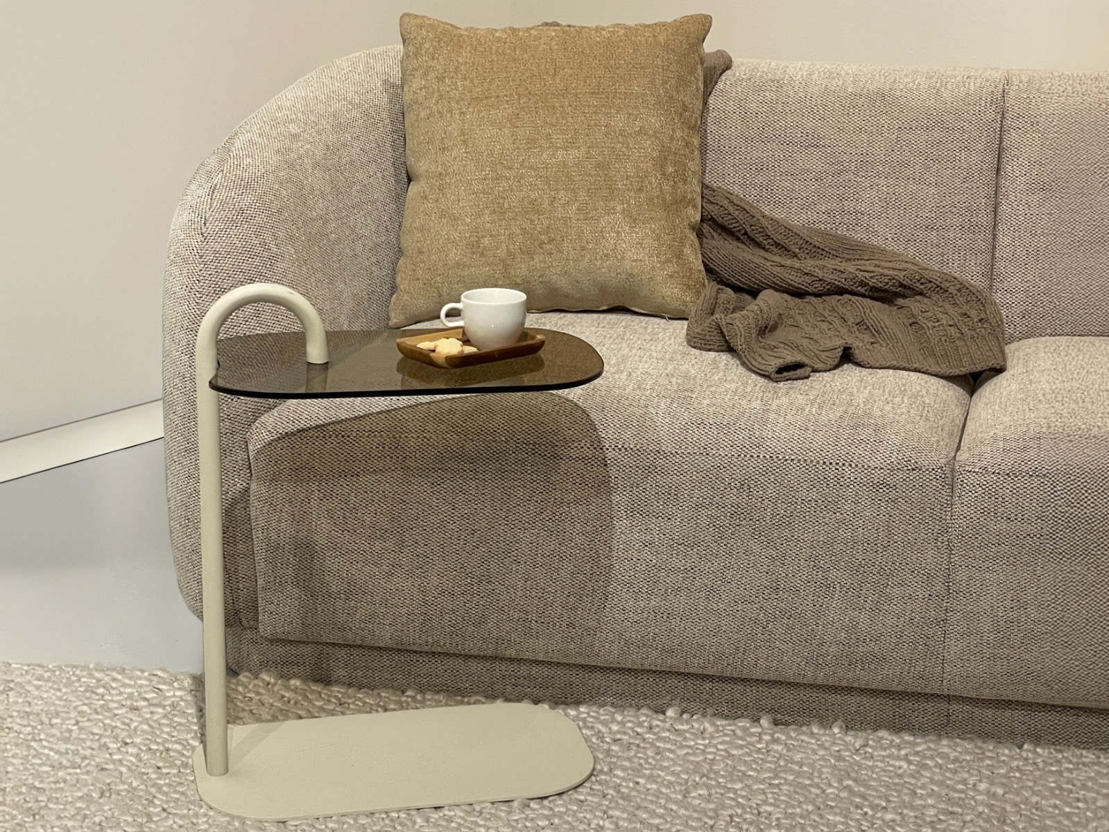 Brix Laptoptafel 'Amy' Glas en staal, kleur Beige