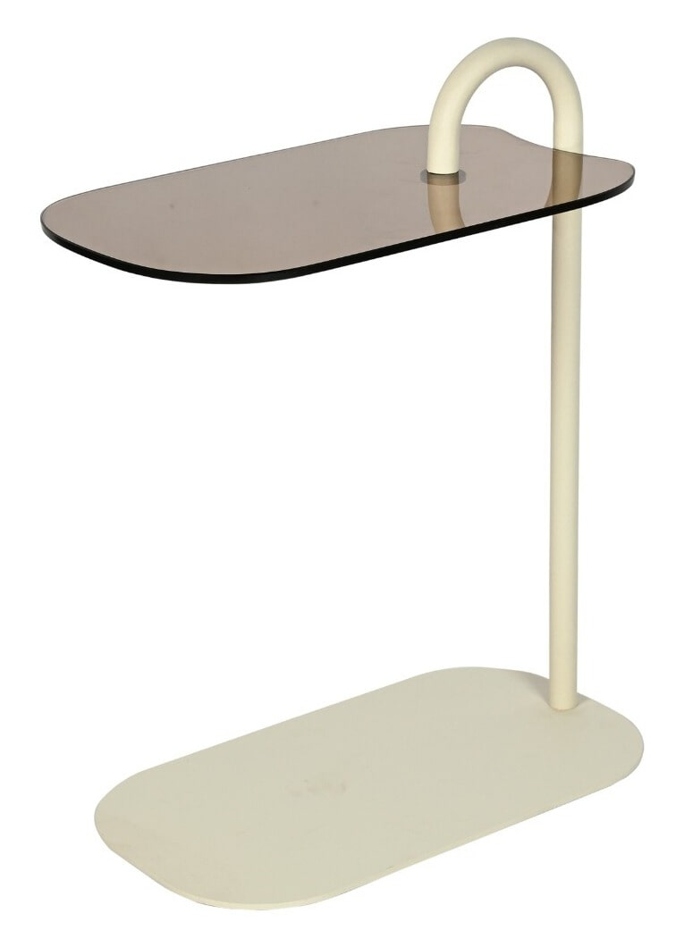 Brix Laptoptafel 'Amy' Glas en staal, kleur Beige