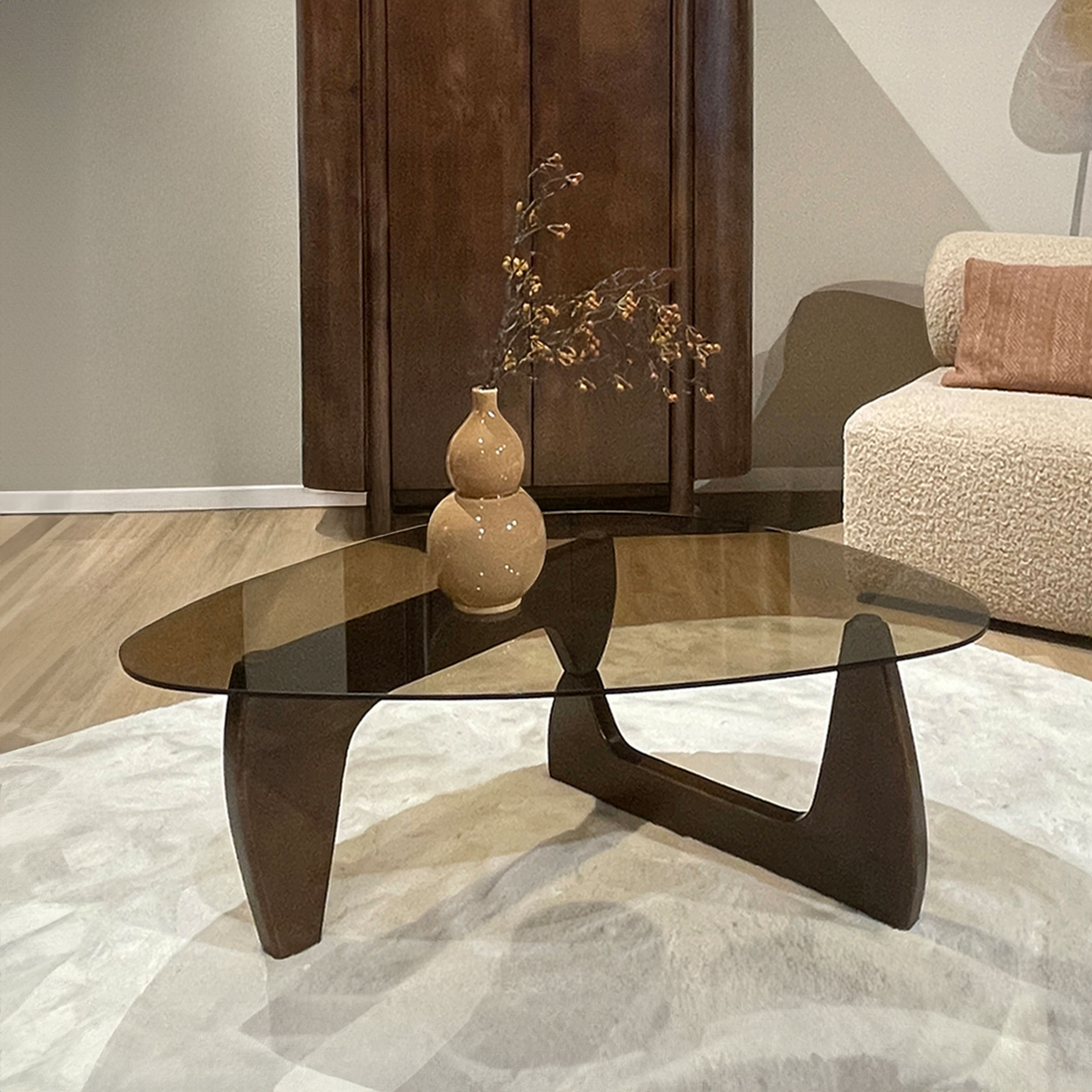 Brix Organische Salontafel Esmee Glas en mangohout, 110 x 70cm - Bruin