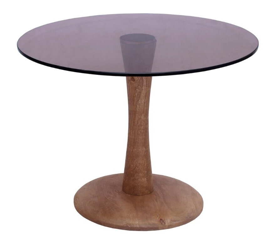 Brix Ronde Salontafel 'Faye' Glas en mangohout, 60cm
