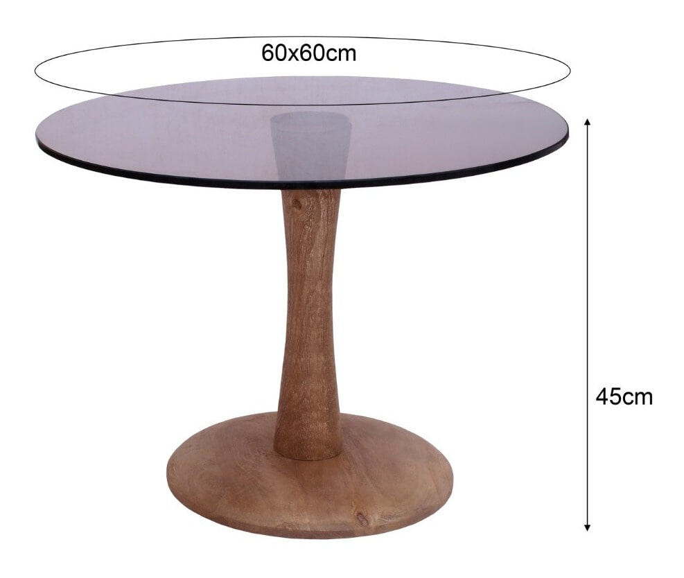 Brix Ronde Salontafel 'Faye' Glas en mangohout, 60cm