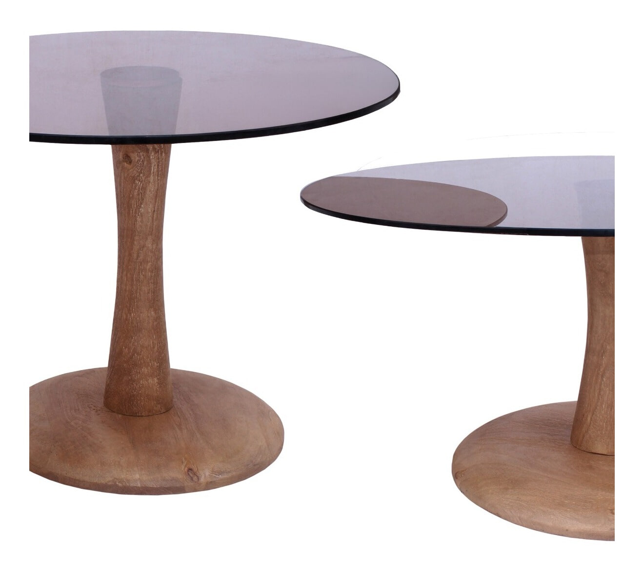 Brix Ronde Salontafel 'Faye' Glas en mangohout, 60cm