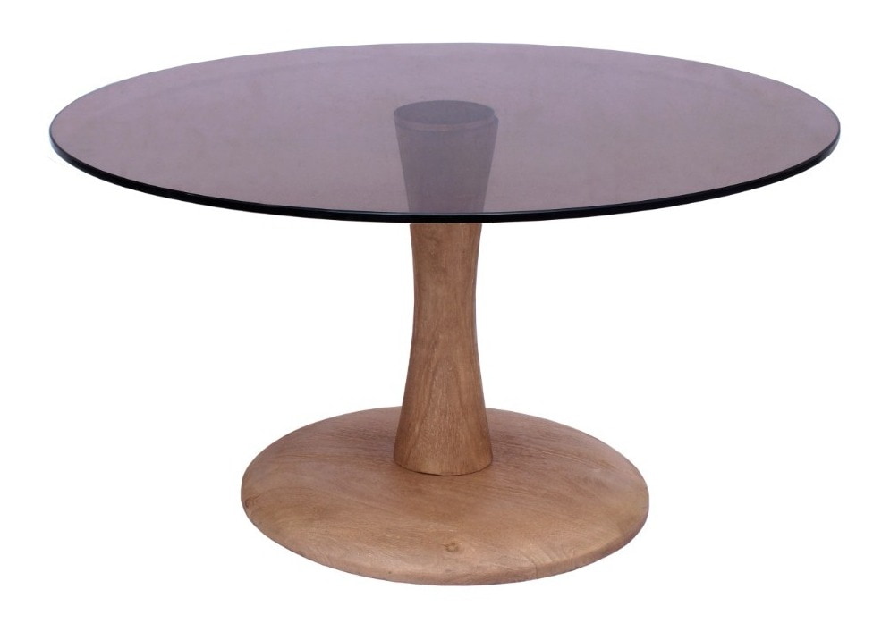 Brix Ronde Salontafel 'Faye' Glas en mangohout, 75cm
