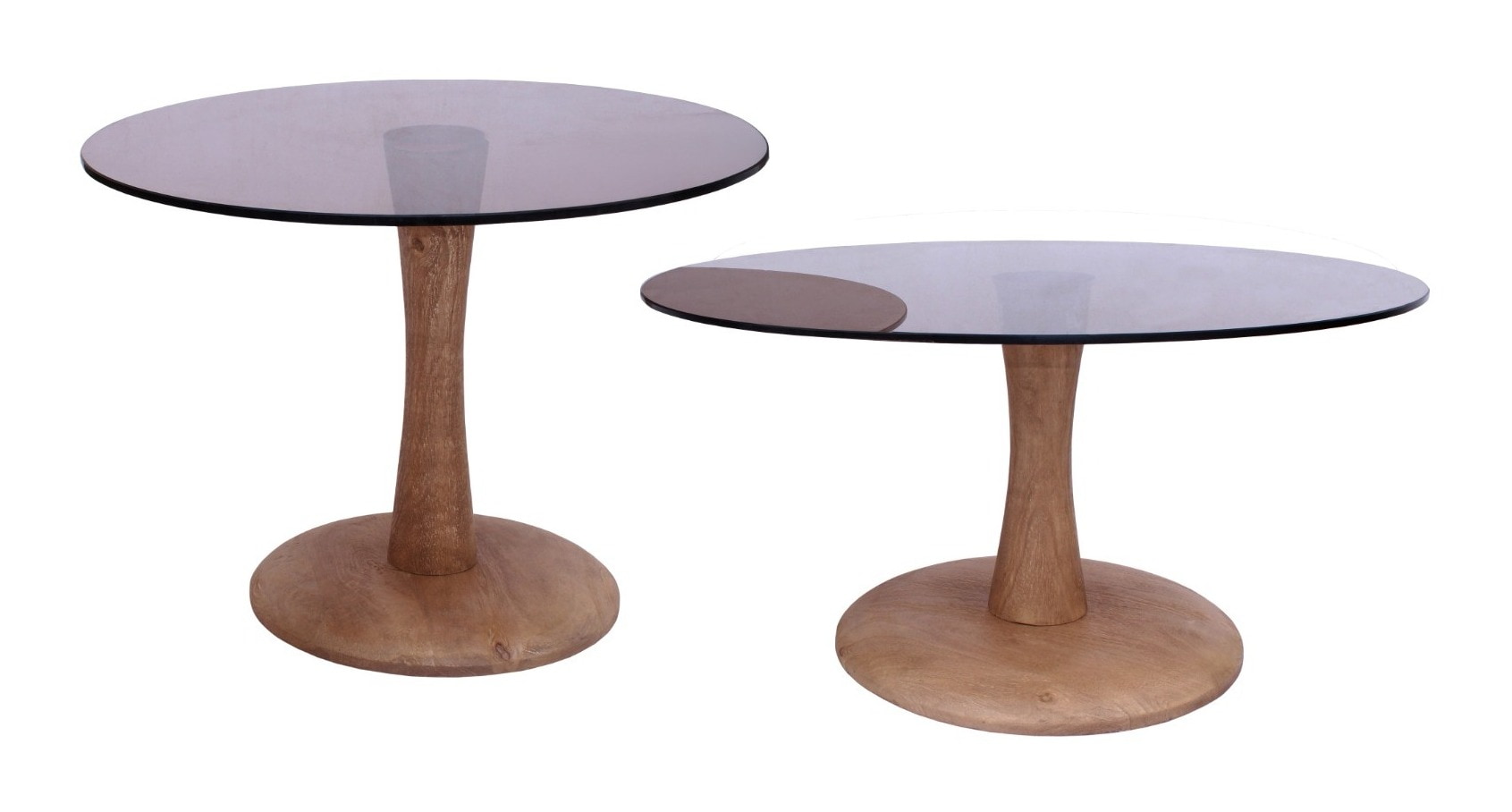 Brix Ronde Salontafel 'Faye' Glas en mangohout, 75cm