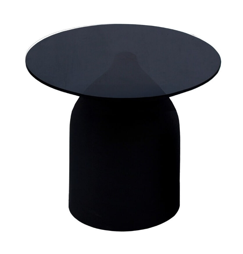 Brix Ronde Bijzettafel Isa Glas en staal, 50cm - Zwart