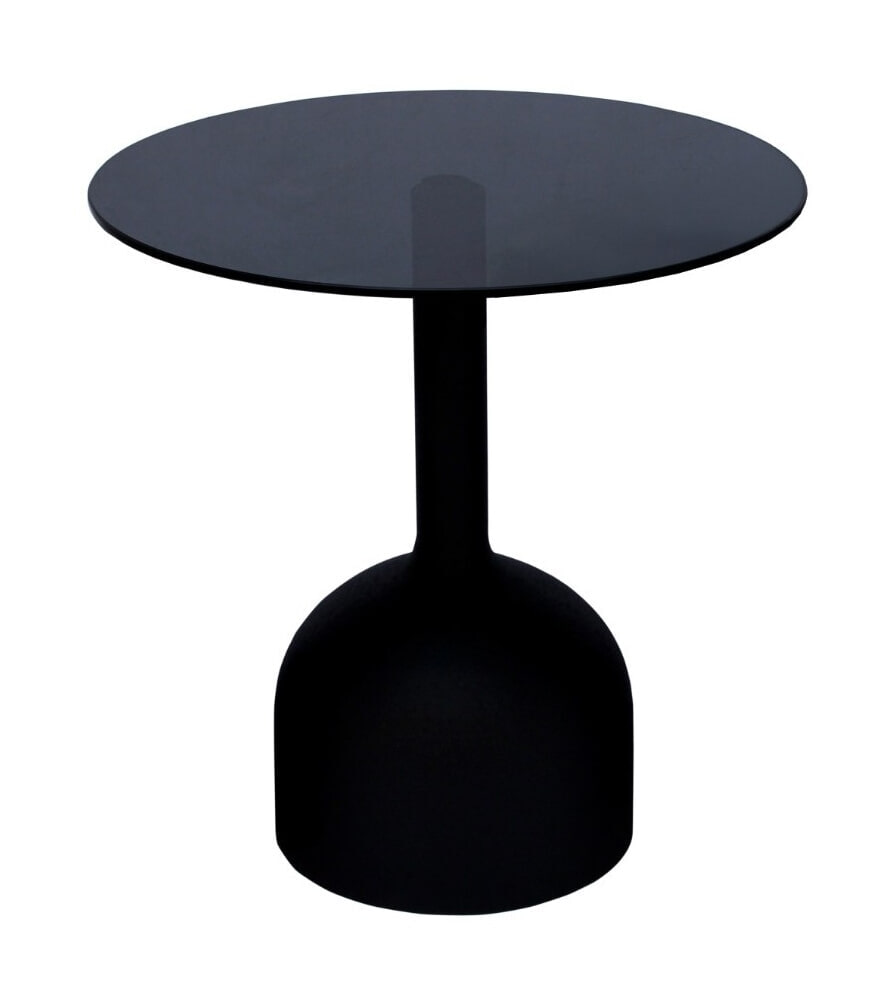 Brix Ronde Bijzettafel Isa Glas en staal, 55cm - Zwart