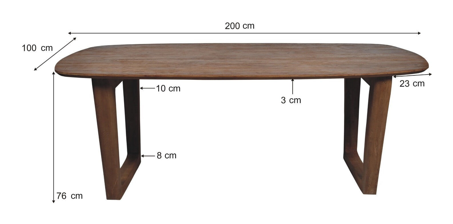 Livingfurn Deens Ovale Eettafel 'Cortez' Mangohout, 200 x 100cm