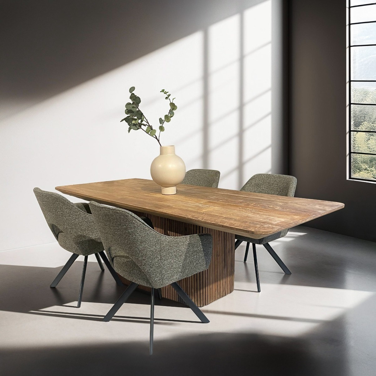 Livingfurn Draaibare Eetkamerstoel 'Helen' kleur Groen