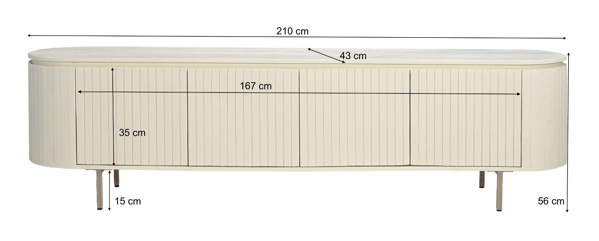 Livingfurn TV-meubel 'Patou' Mangohout, 210cm
