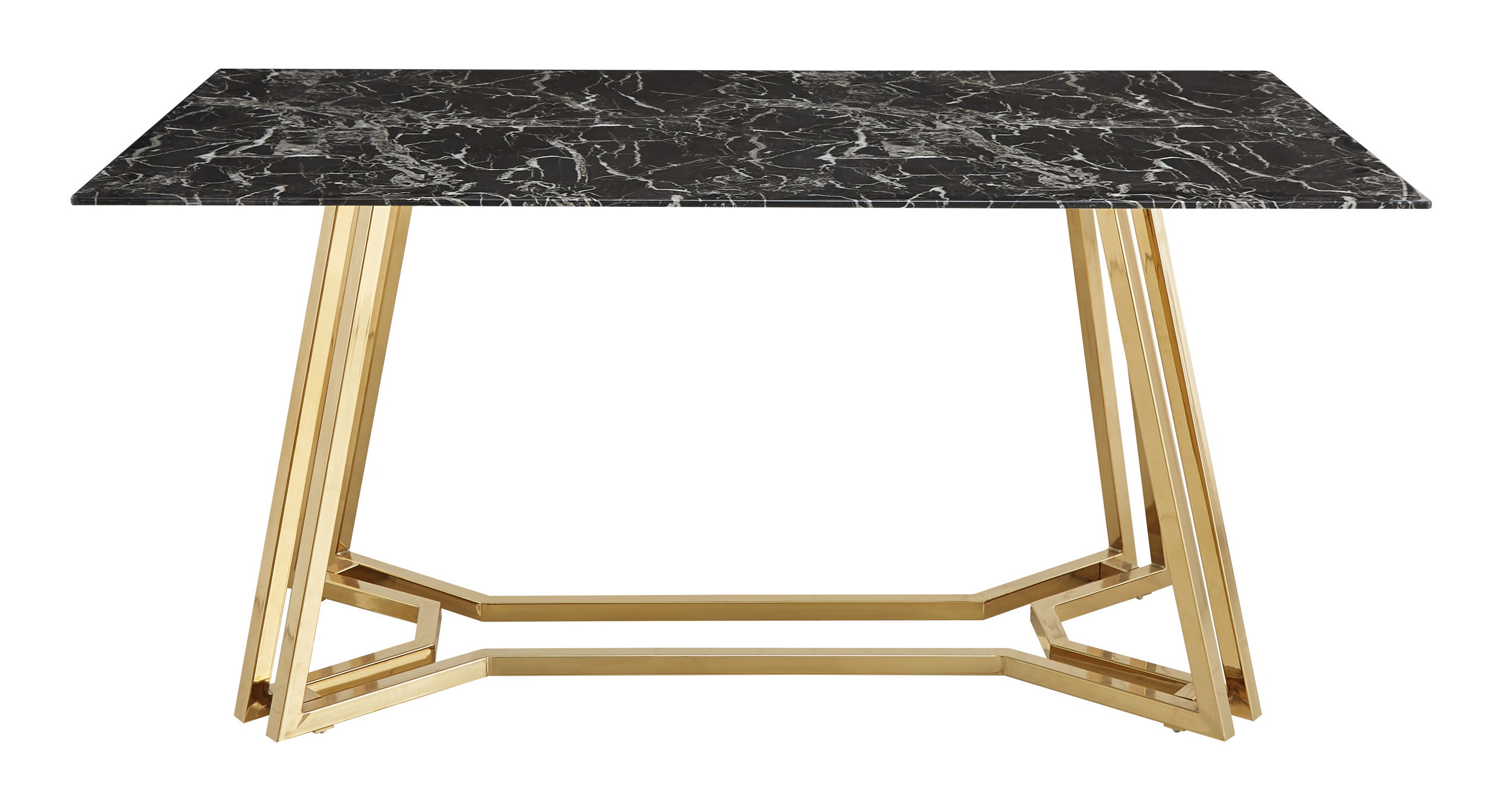 Artistiq Eettafel 'Facundo' Marmerlook, 160 x 90cm, kleur Goud/Zwart