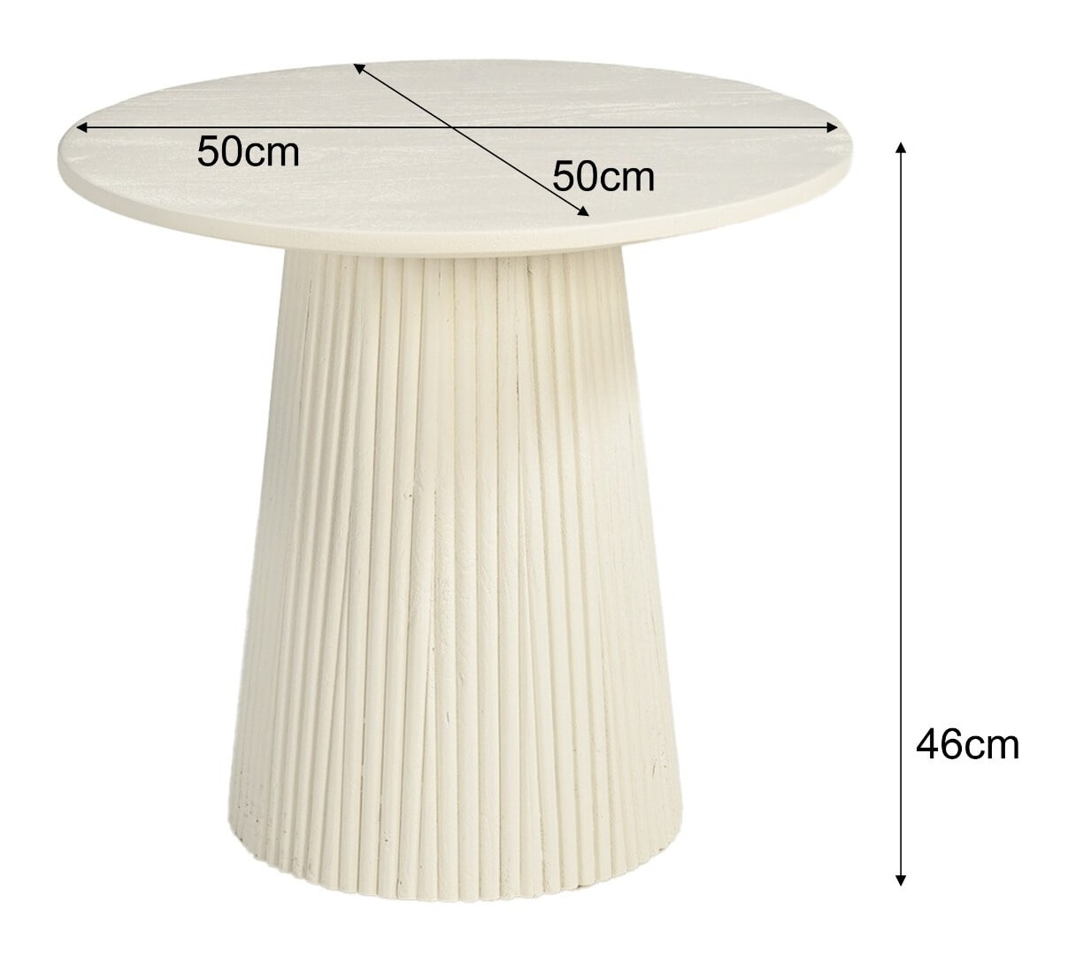 Sohome Ronde Bijzettafel 'Puck' Mangohout, 50cm, kleur Ivoor