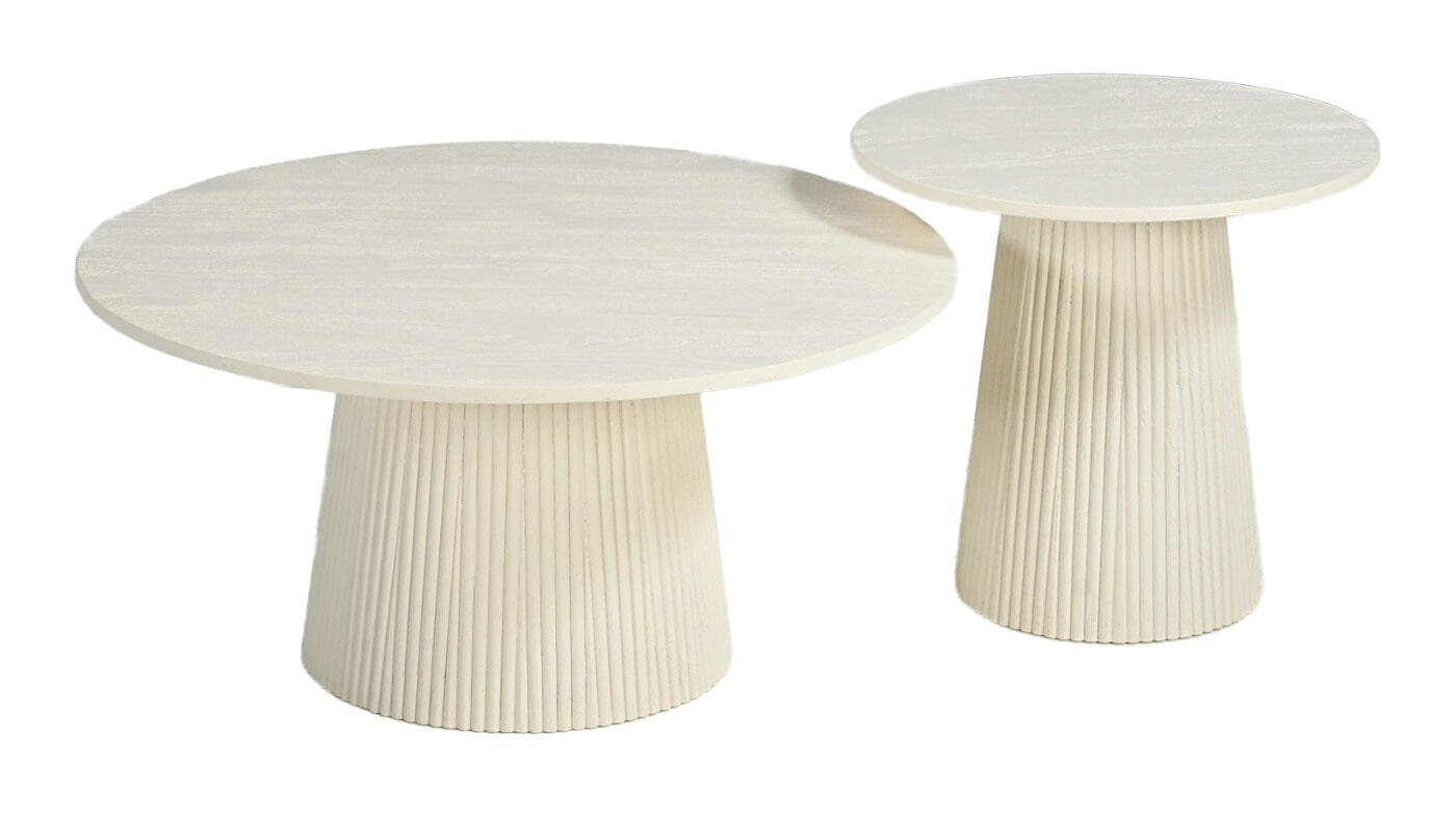Sohome Ronde Salontafel 'Puck' Mangohout, 80cm, kleur Ivoor