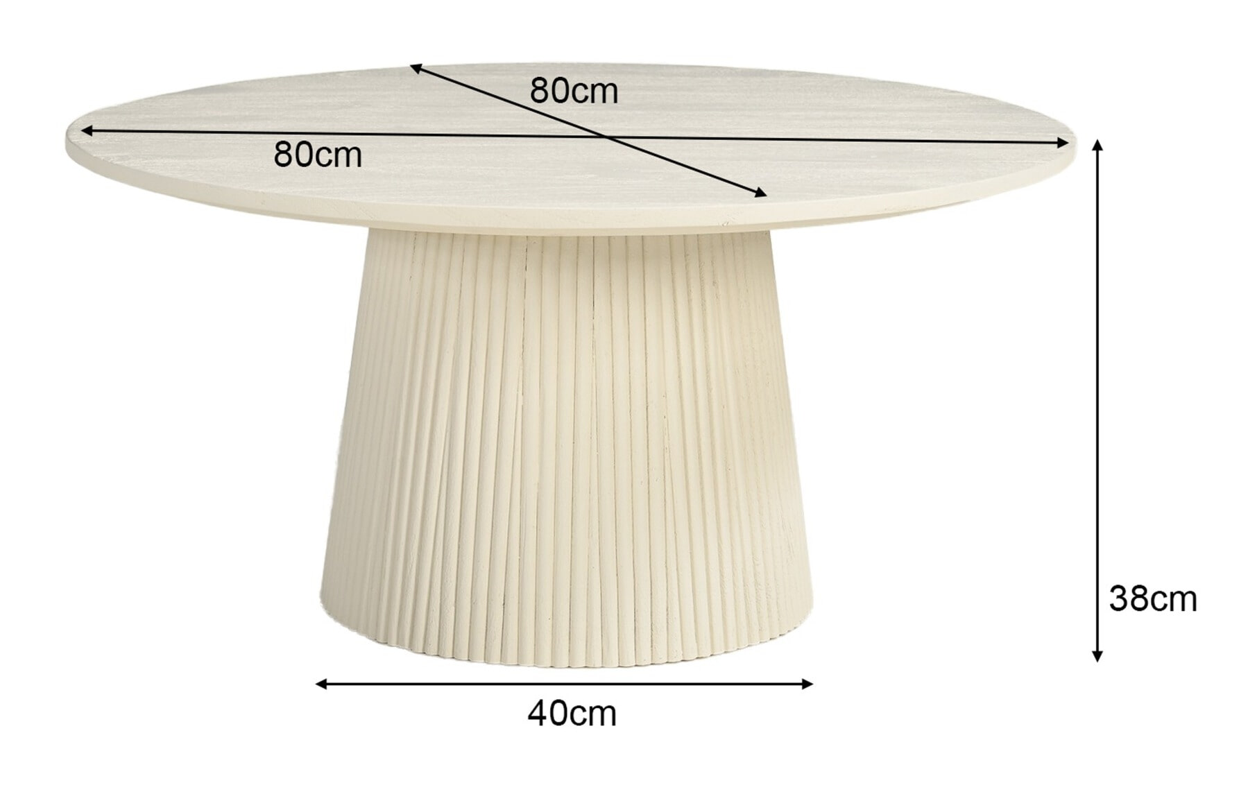 Sohome Ronde Salontafel 'Puck' Mangohout, 80cm, kleur Ivoor