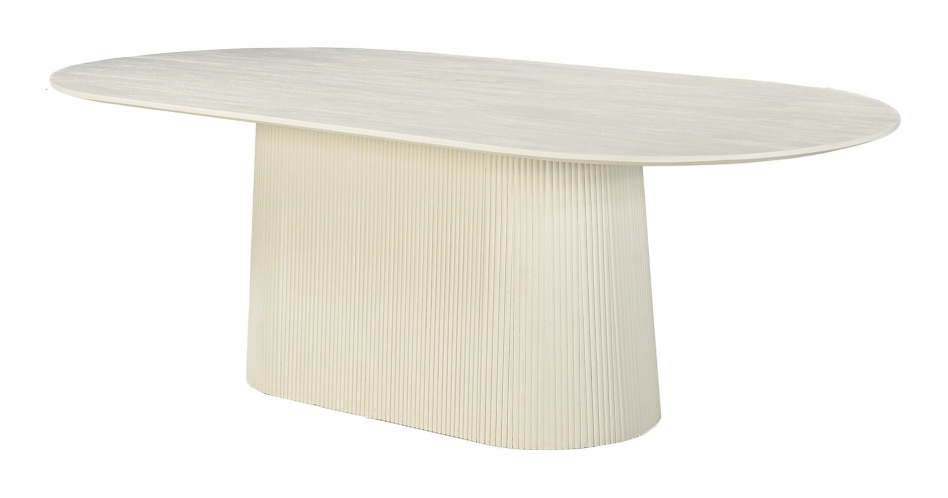 Sohome Ovale Eettafel 'Puck' Mangohout, 230 x 110cm, kleur Ivoor