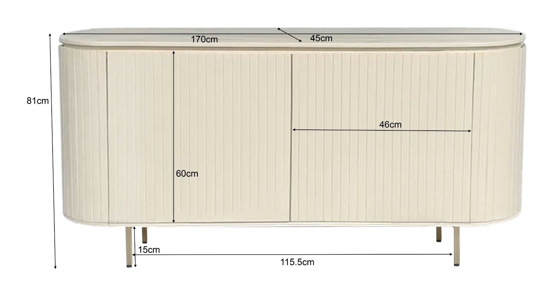 Livingfurn Dressoir 'Patou' Mangohout, 170cm