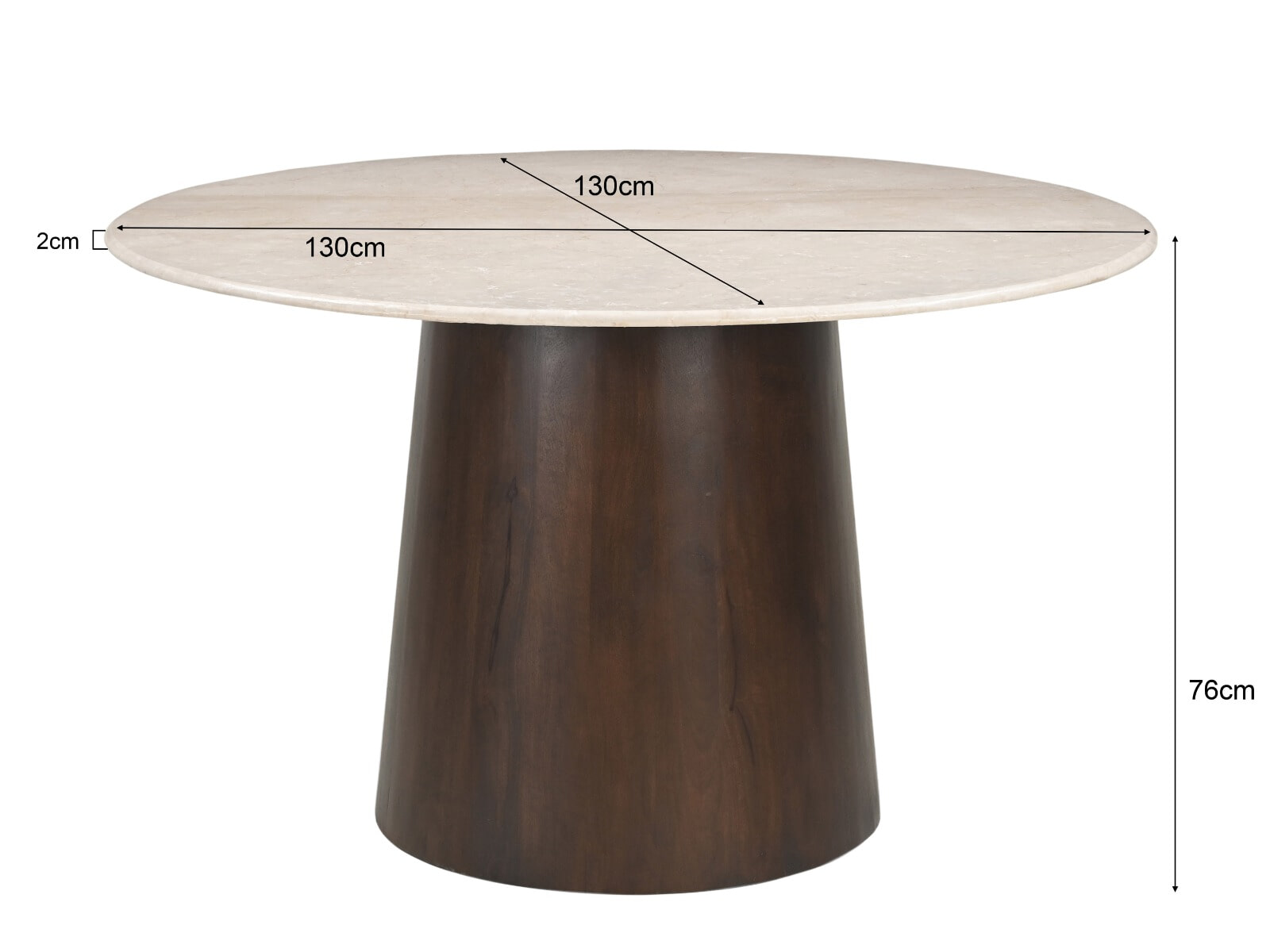 Sohome Ronde Eettafel 'Margred' Marmer en mangohout, 130cm