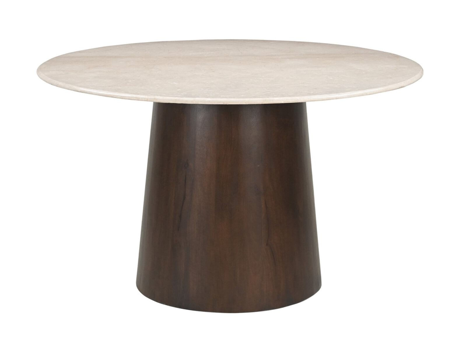 Brix Ronde Eettafel Bottecino Marmer en mangohout, 130cm - Beige