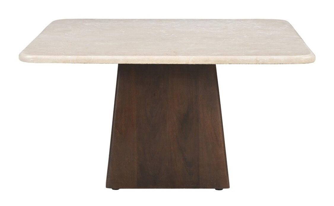 Sohome Vierkante Salontafel 'Margred' Marmer en mangohout, 75 x 75cm