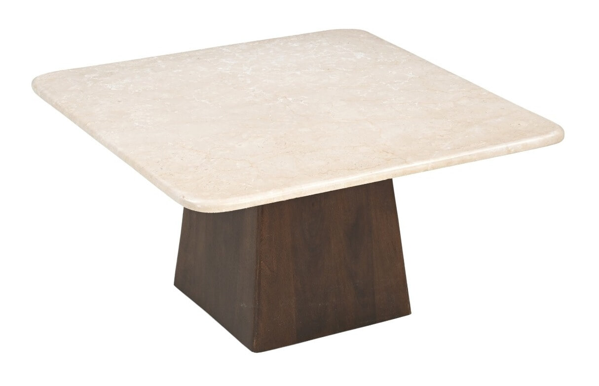 Sohome Vierkante Salontafel 'Margred' Marmer en mangohout, 75 x 75cm