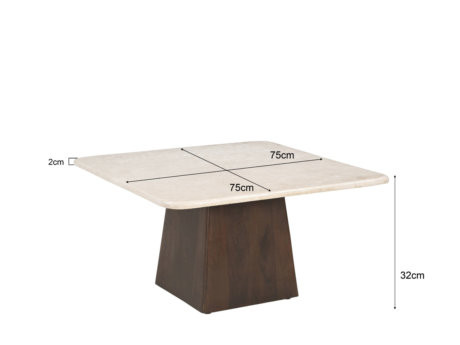 Sohome Vierkante Salontafel 'Margred' Marmer en mangohout, 75 x 75cm