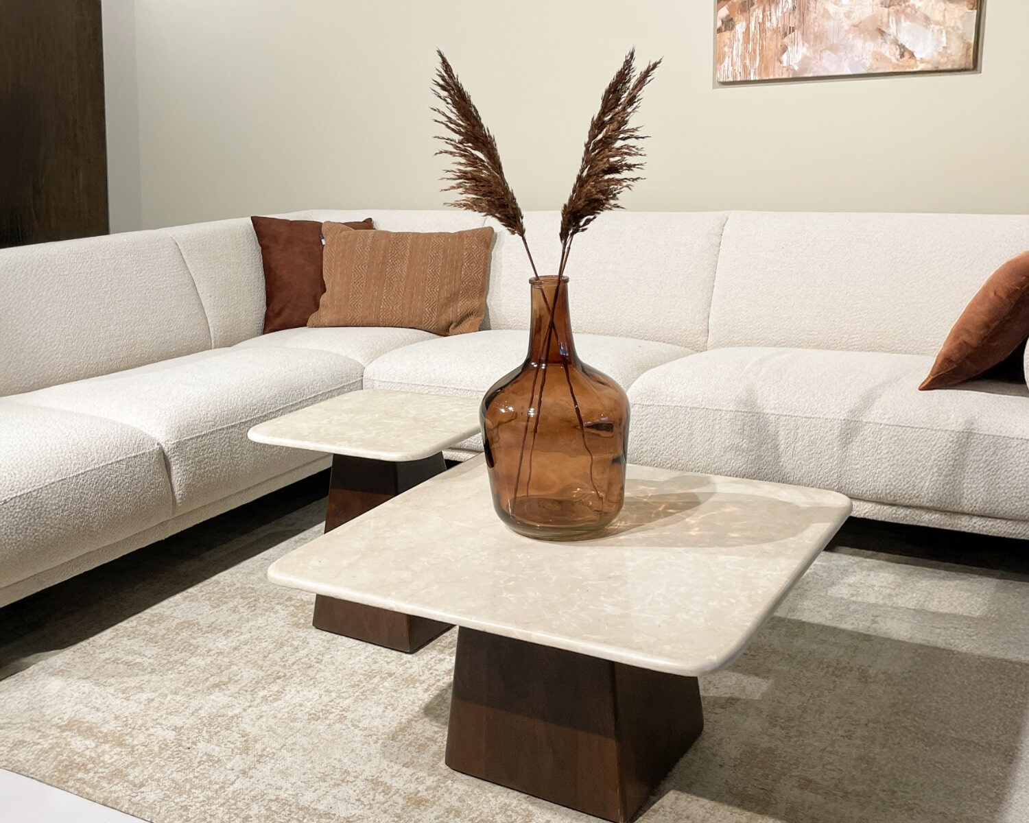 Sohome Vierkante Salontafel 'Margred' Marmer en mangohout, 75 x 75cm