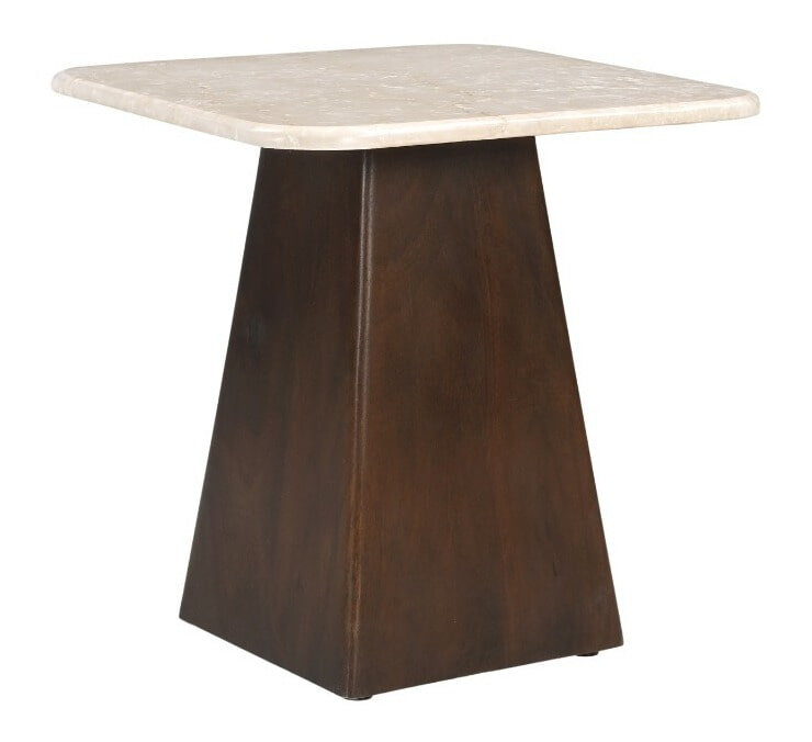 Sohome Vierkante Bijzettafel 'Margred' Marmer en mangohout, 45 x 45cm