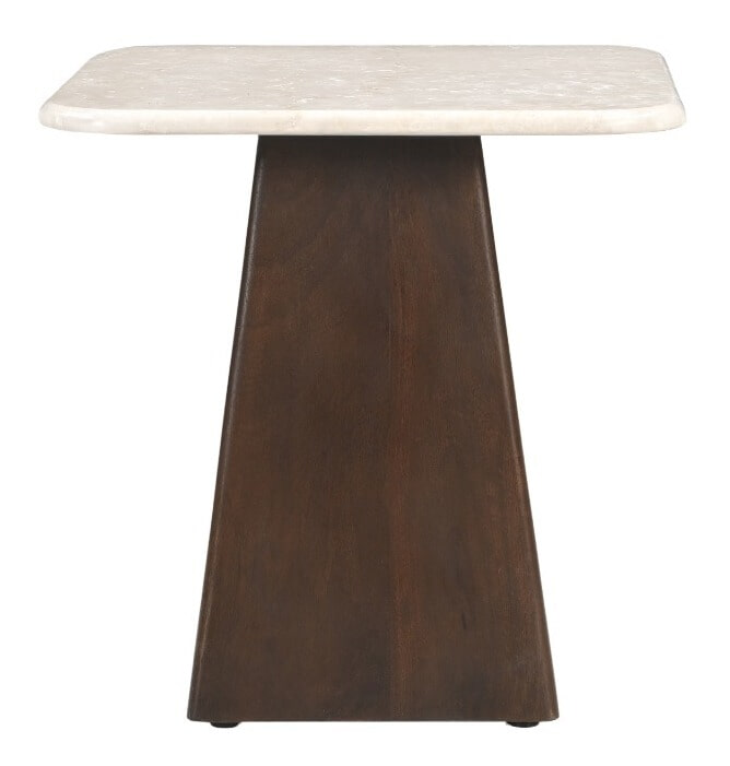 Sohome Vierkante Bijzettafel 'Margred' Marmer en mangohout, 45 x 45cm