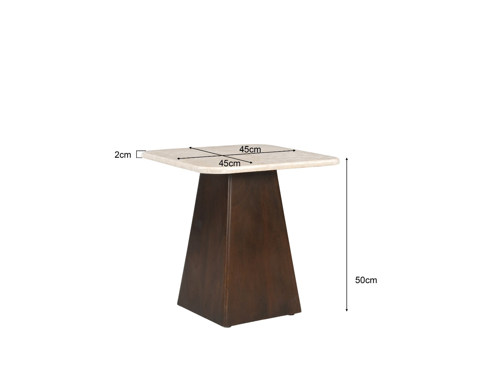 Sohome Vierkante Bijzettafel 'Margred' Marmer en mangohout, 45 x 45cm