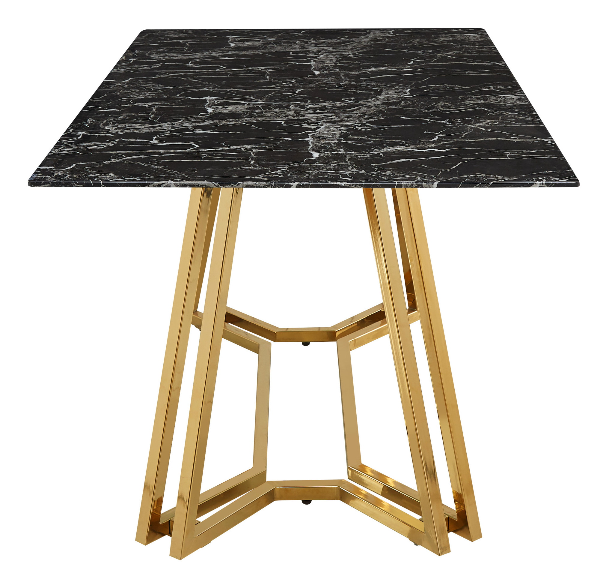 Artistiq Eettafel 'Facundo' Marmerlook, 160 x 90cm, kleur Goud/Zwart