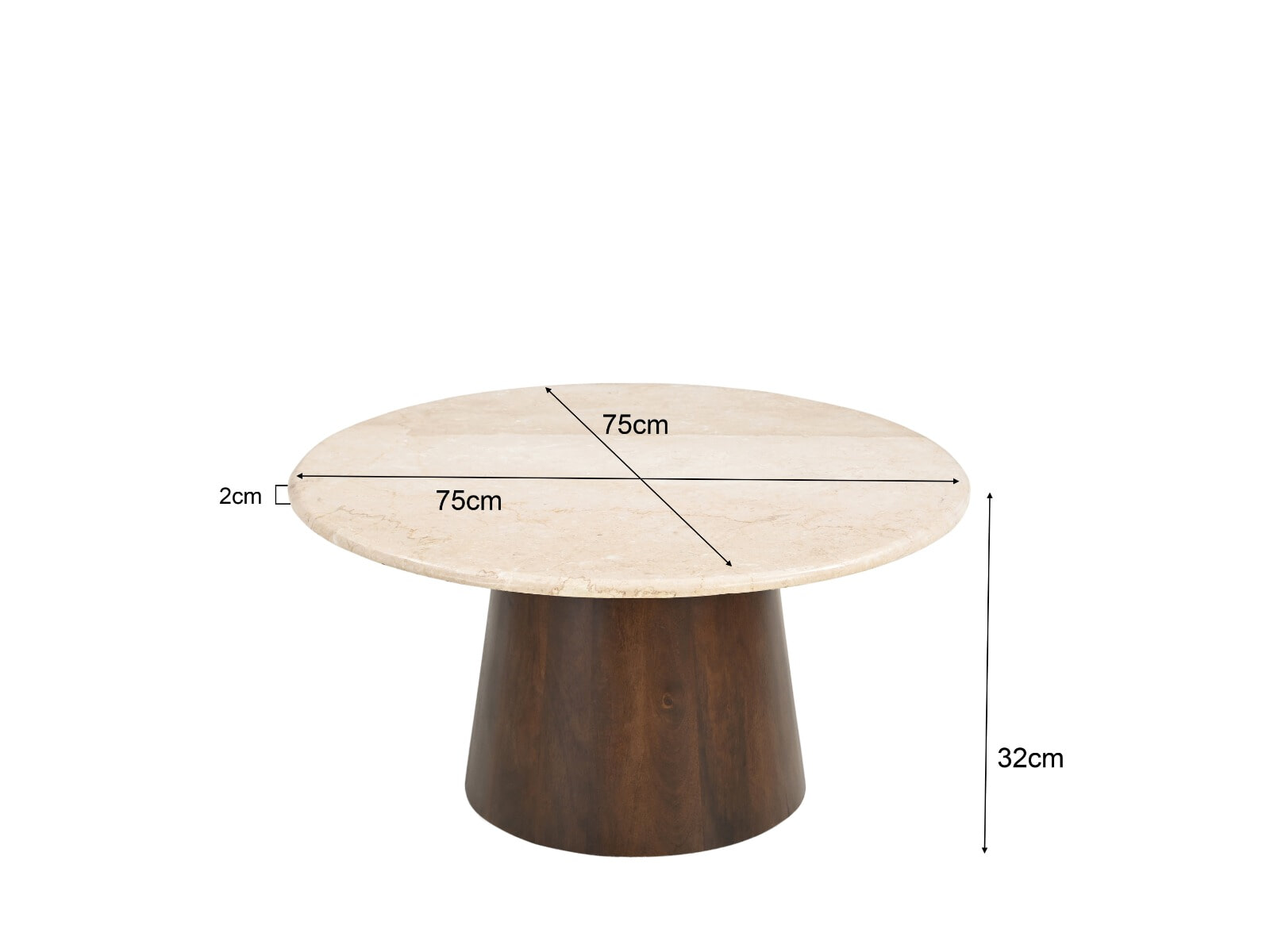 Sohome Ronde Salontafel 'Margred' Marmer en mangohout, 75cm