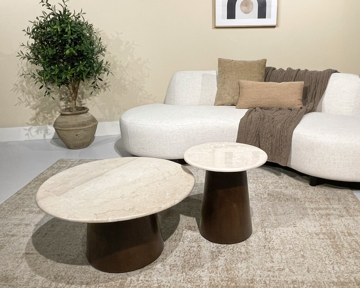 Sohome Ronde Salontafel 'Margred' Marmer en mangohout, 75cm