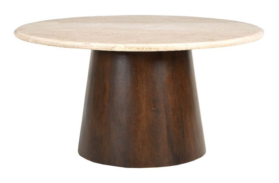 Sohome Ronde Salontafel 'Margred' Marmer en mangohout, 75cm