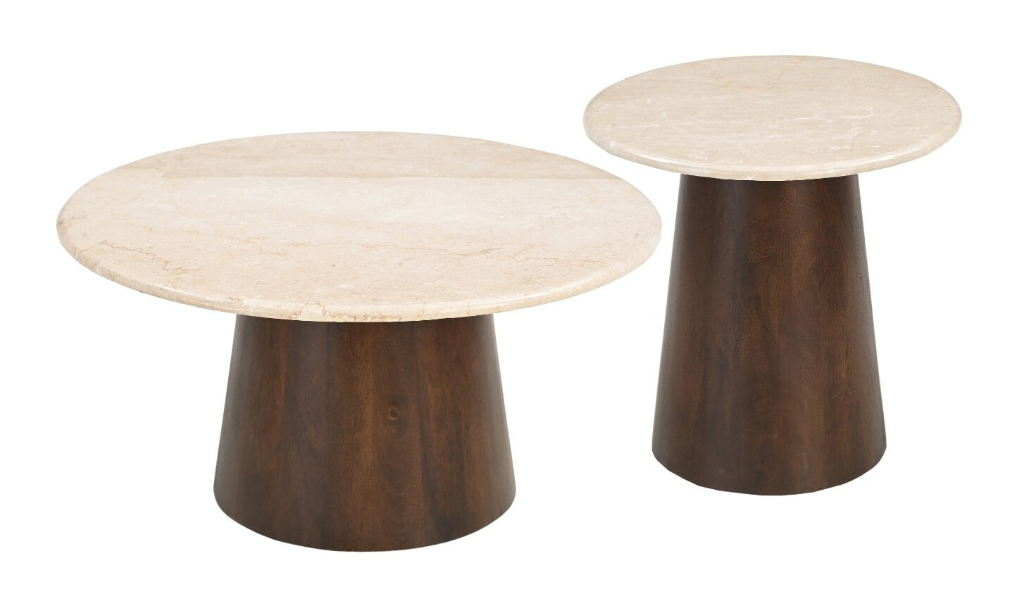 Sohome Ronde Bijzettafel 'Margred' Marmer en mangohout, 45cm