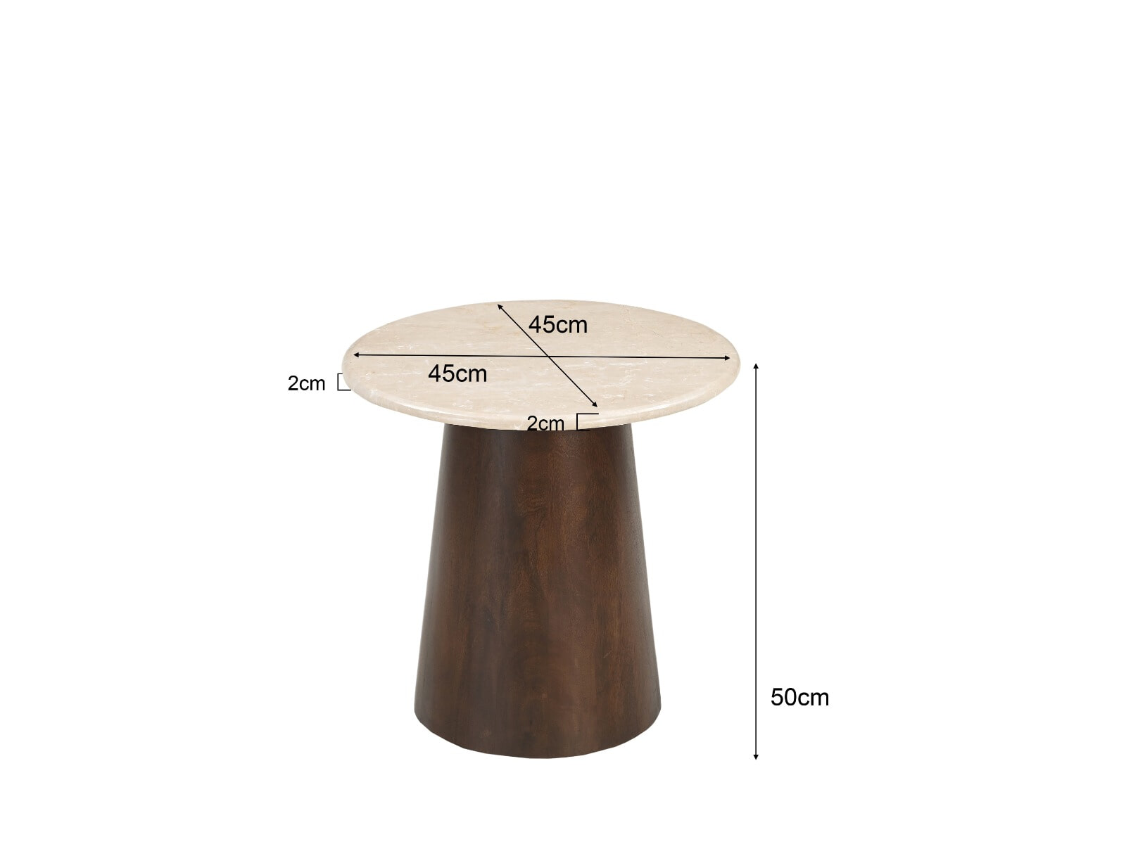 Sohome Ronde Bijzettafel 'Margred' Marmer en mangohout, 45cm