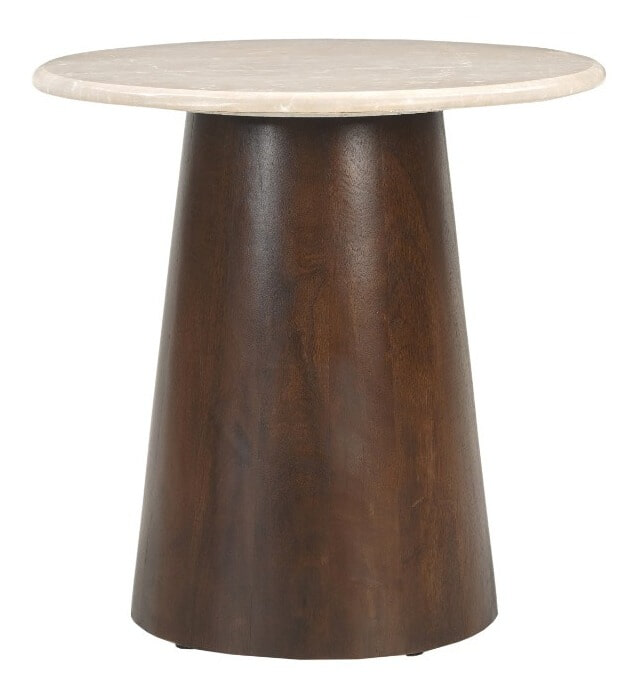 Sohome Ronde Bijzettafel 'Margred' Marmer en mangohout, 45cm