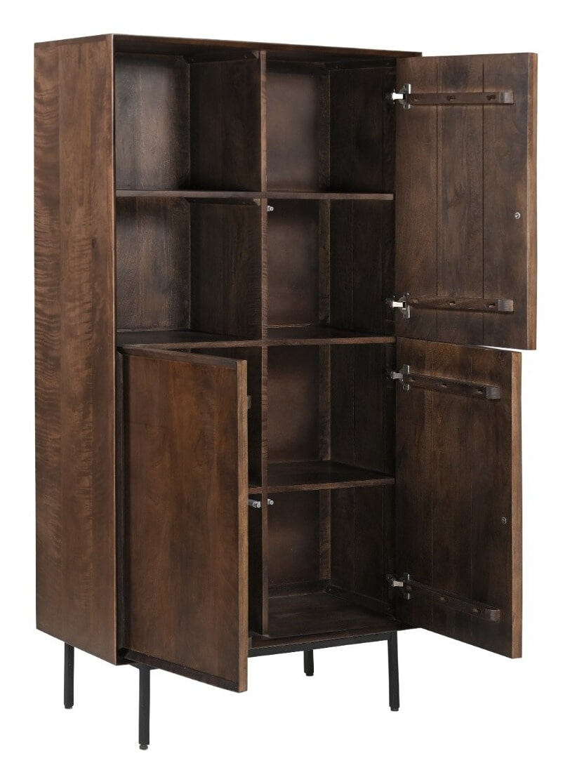 Livingfurn Opbergkast 'Ravenstein' Mangohout, 170 x 90cm, kleur Bruin