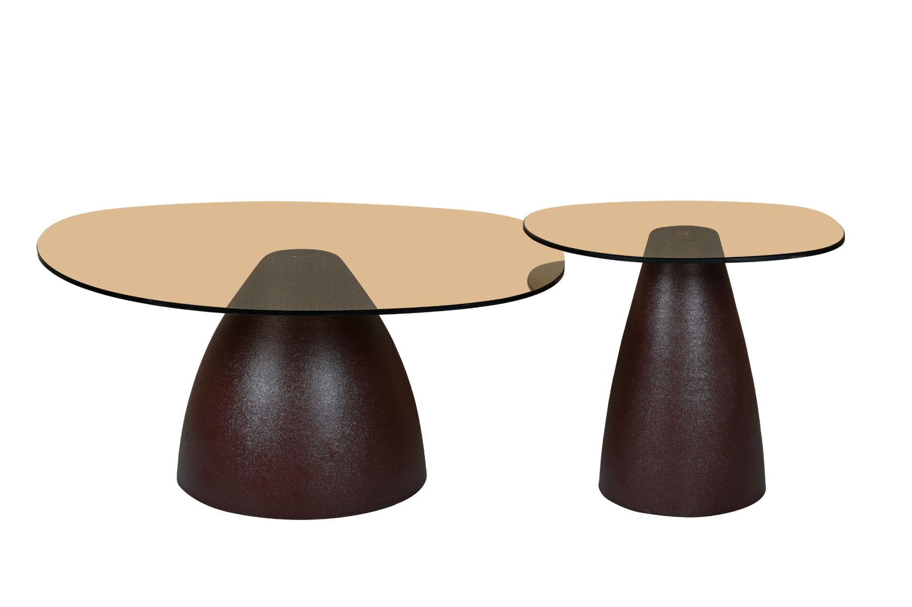 Sohome Organische Salontafel 'Jacky' Glas en gecoat staal, 86 x 76cm, kleur Bruin