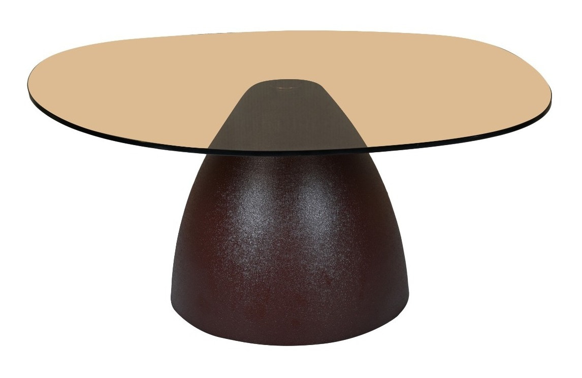Sohome Organische Salontafel 'Jacky' Glas en gecoat staal, 86 x 76cm, kleur Bruin