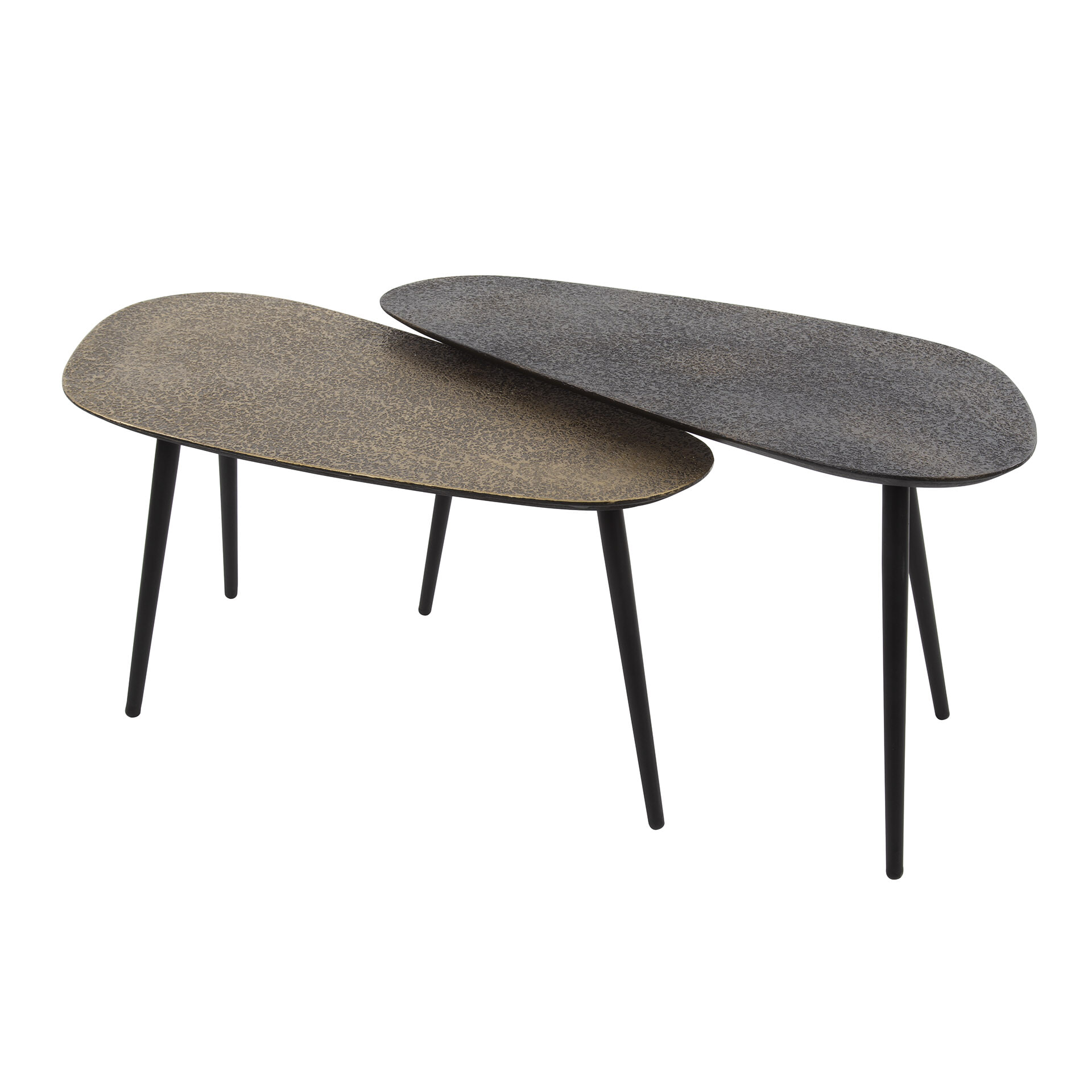 LifestyleFurn Organische Salontafel 'Marylouise' Metaal, Set van 2 stuks, kleur goud/zwart