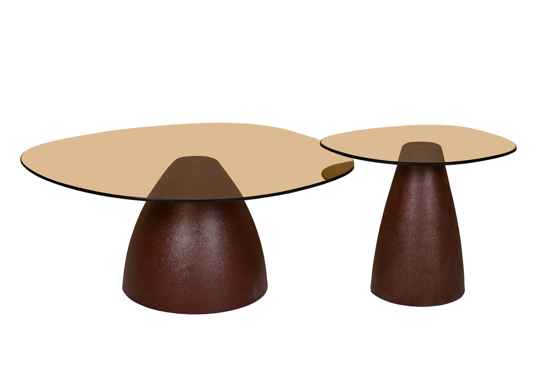 Sohome Organische Salontafel 'Jacky' Glas en gecoat staal, 86 x 76cm, kleur Burgundy