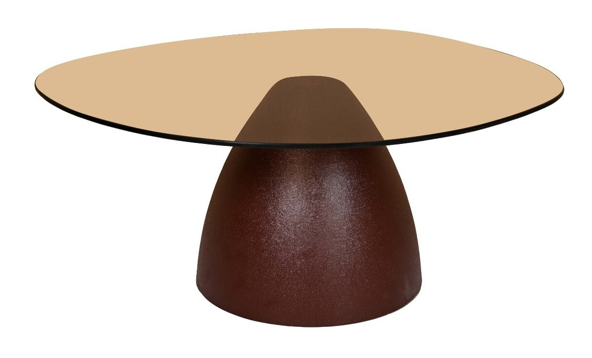 Sohome Organische Salontafel 'Jacky' Glas en gecoat staal, 86 x 76cm, kleur Burgundy