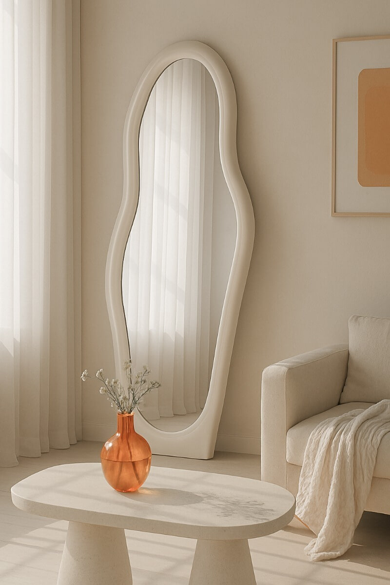 Brix Organische Spiegel 'Olivia' 200 x 85cm, kleur Off White
