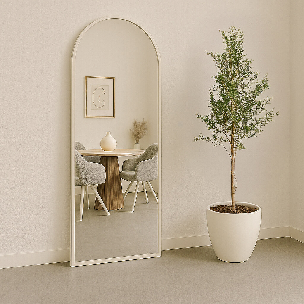 Brix Gebogen Spiegel 'Lauren' 200 x 80cm, kleur off-white