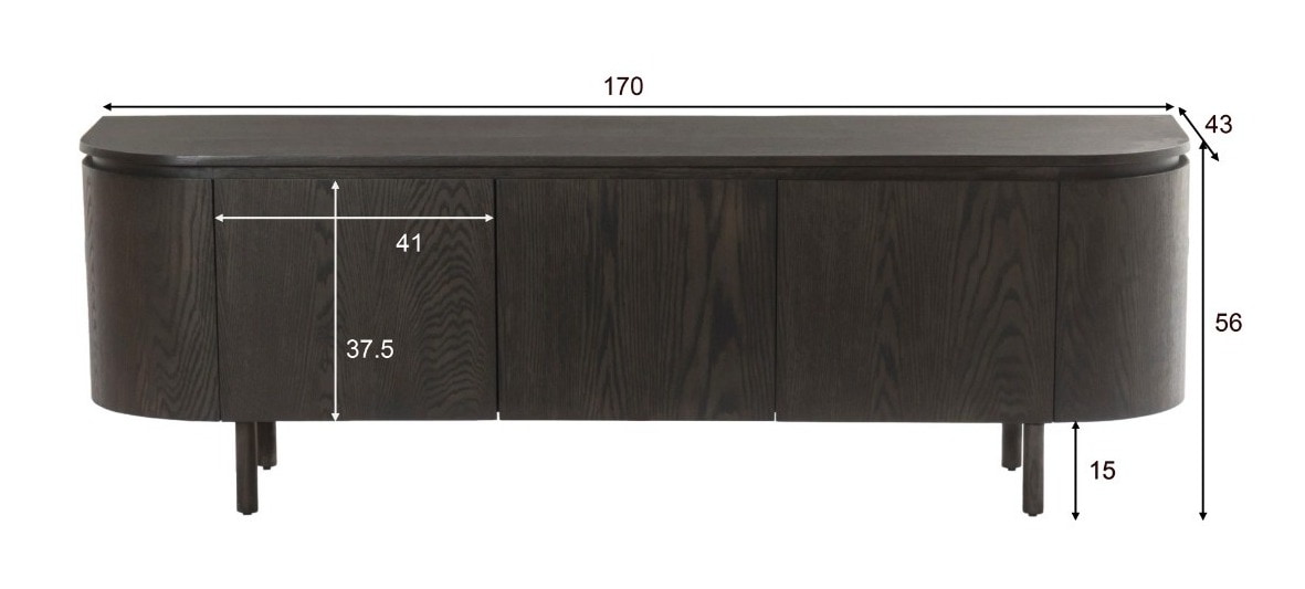 Livingfurn TV-meubel 'Tobago' Eiken, 170cm, kleur Espresso