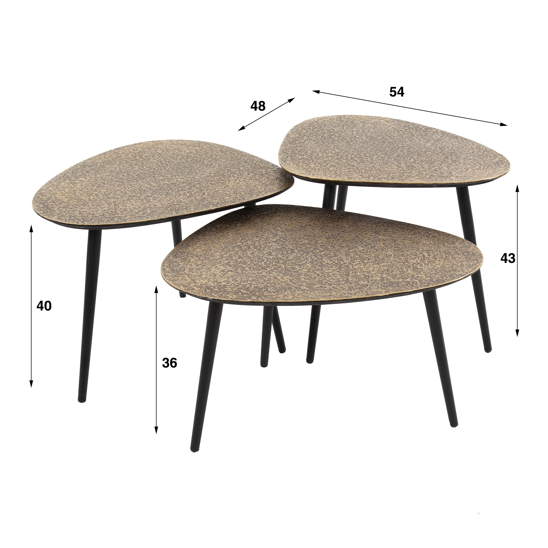 LifestyleFurn Organische Salontafel 'Corky' Metallic, Set van 3 stuks