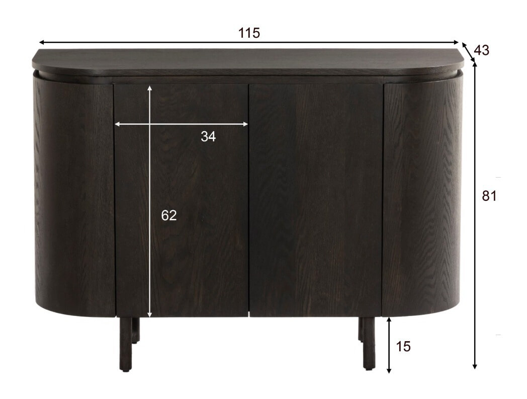 Livingfurn Dressoir 'Tobago' Eiken, 115cm, kleur Espresso