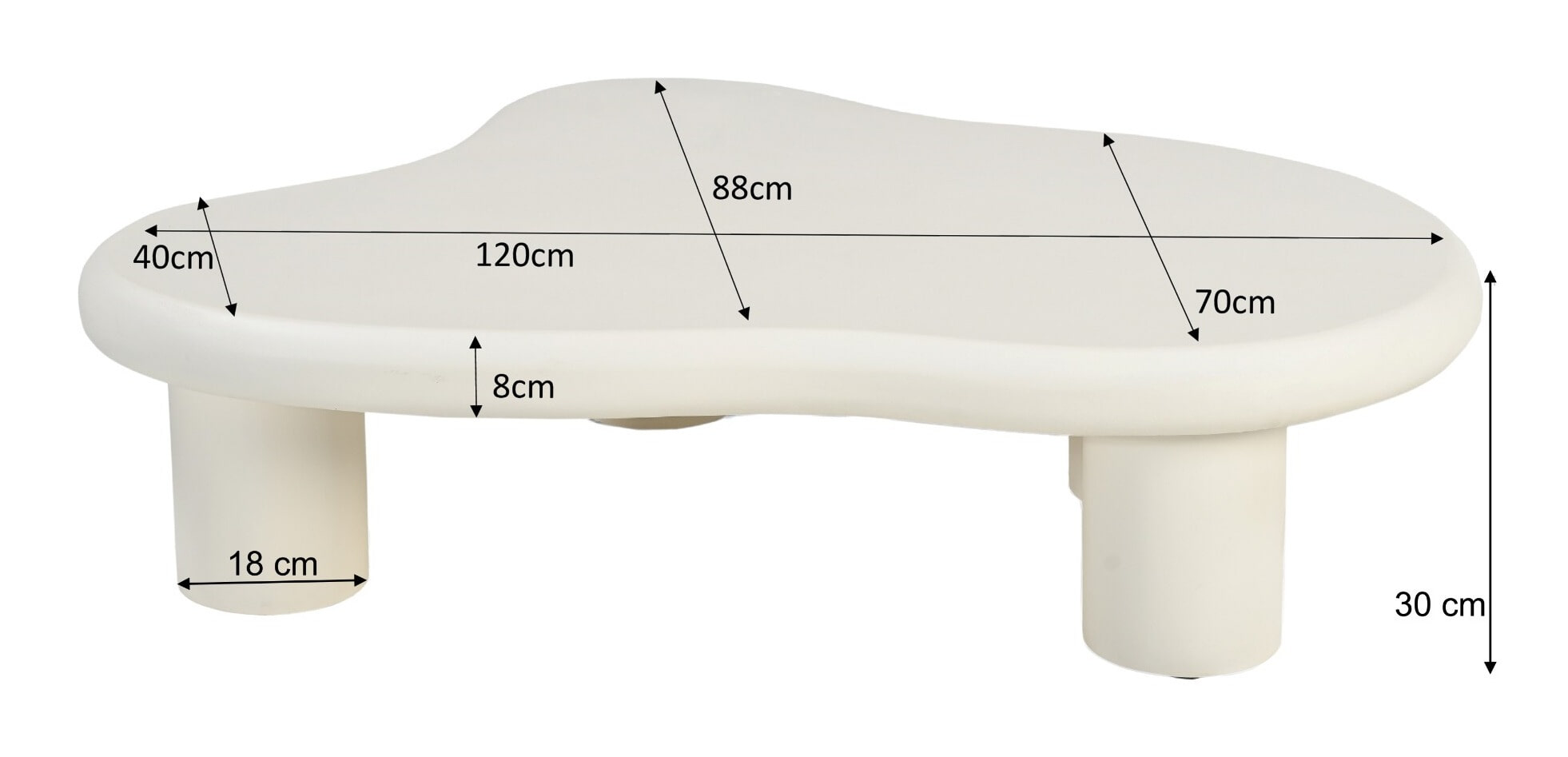 Brix Organische Salontafel 'Feline' Beton Ciré, 120 x 88cm