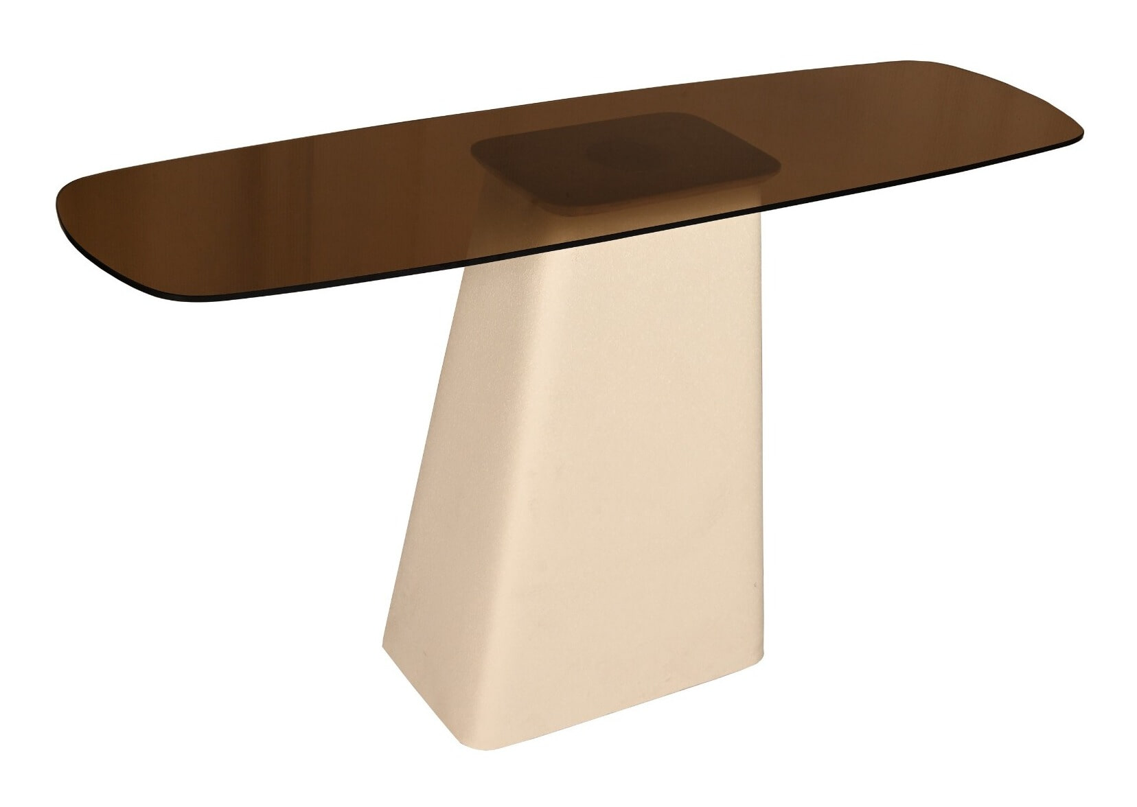 Brix Sidetable Mylon Glas en gecoat staal, 140cm - Beige