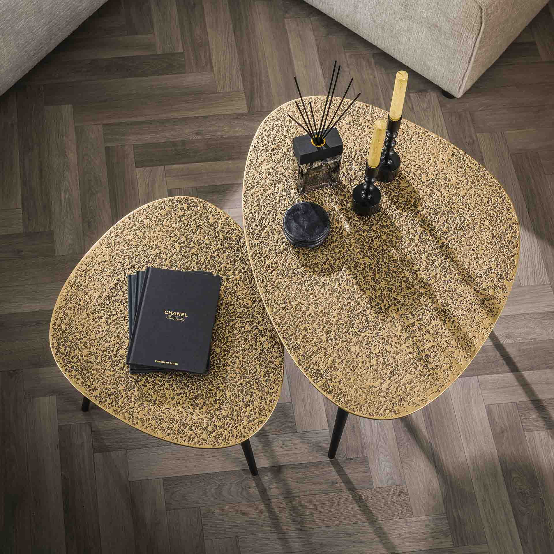 LifestyleFurn Salontafel 'Corky' Metallic, Set van 2 stuks