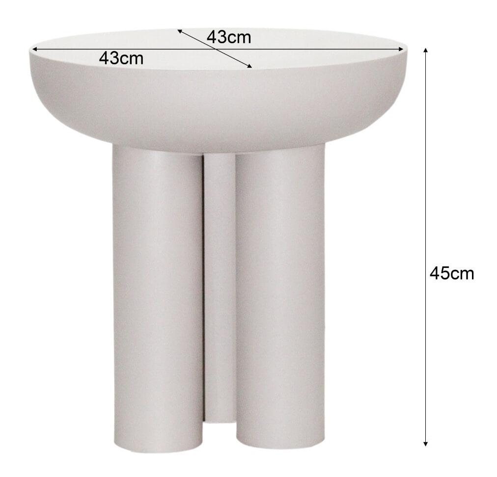 Brix Ronde Bijzettafel 'Jez' 43cm, kleur Off White Sand